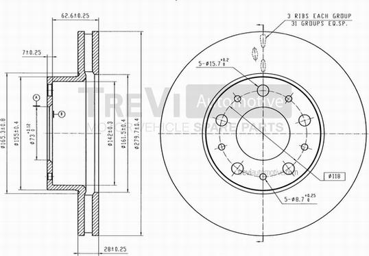 Trevi Automotive BD1216 - Спирачен диск vvparts.bg