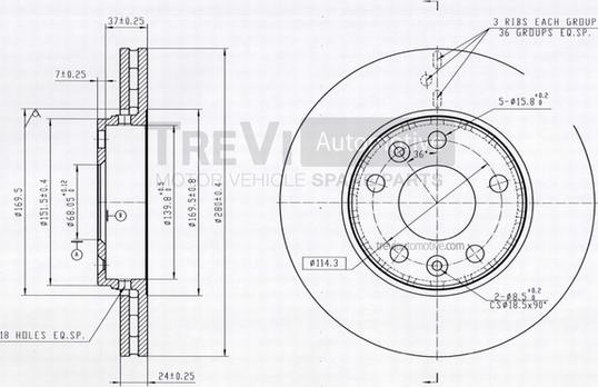 Trevi Automotive BD1236 - Спирачен диск vvparts.bg