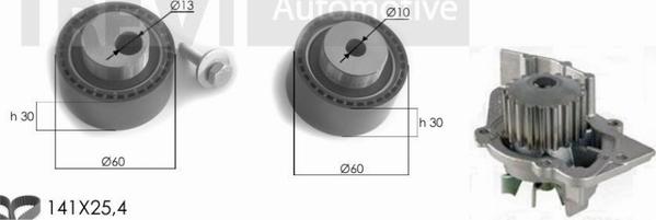 Trevi Automotive KD1007HP - Водна помпа+ к-кт ангренажен ремък vvparts.bg