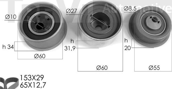 Trevi Automotive KD1035 - Комплект ангренажен ремък vvparts.bg