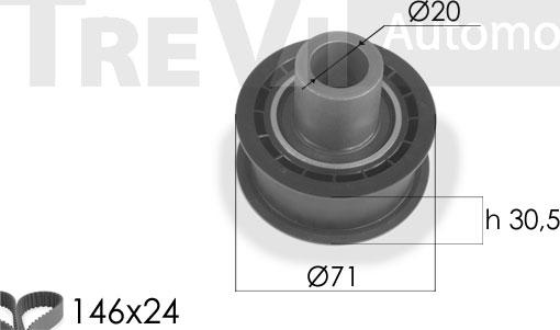 Trevi Automotive KD1128 - Комплект ангренажен ремък vvparts.bg