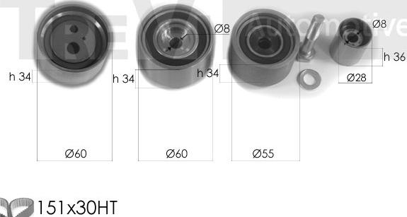 Trevi Automotive KD1305 - Комплект ангренажен ремък vvparts.bg