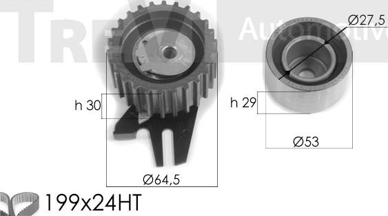 Trevi Automotive KD1330 - Комплект ангренажен ремък vvparts.bg