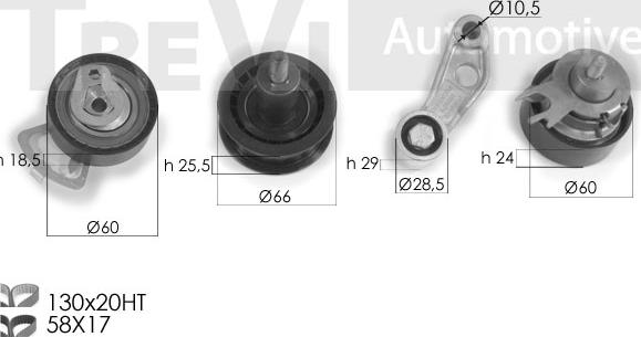 Trevi Automotive KD1290 - Комплект ангренажен ремък vvparts.bg