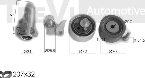 Trevi Automotive KD1298 - Комплект ангренажен ремък vvparts.bg