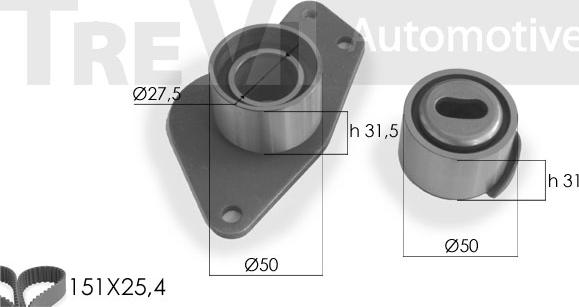 Trevi Automotive KD1200 - Комплект ангренажен ремък vvparts.bg