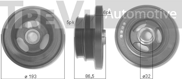 Trevi Automotive PC1165 - Ремъчна шайба, колянов вал vvparts.bg