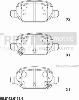 Trevi Automotive PF1495 - Комплект спирачно феродо, дискови спирачки vvparts.bg