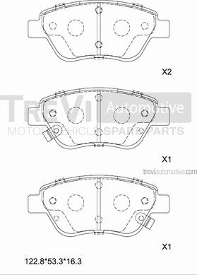 Trevi Automotive PF1496 - Комплект спирачно феродо, дискови спирачки vvparts.bg