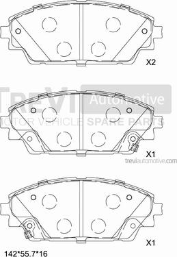 Trevi Automotive PF1490 - Комплект спирачно феродо, дискови спирачки vvparts.bg