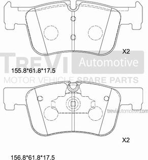 Trevi Automotive PF1498 - Комплект спирачно феродо, дискови спирачки vvparts.bg