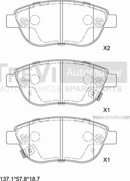 Trevi Automotive PF1493 - Комплект спирачно феродо, дискови спирачки vvparts.bg