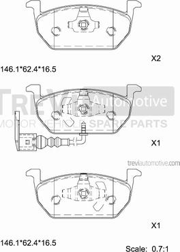 Trevi Automotive PF1492 - Комплект спирачно феродо, дискови спирачки vvparts.bg