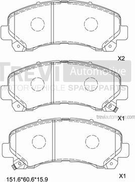 Trevi Automotive PF1449 - Комплект спирачно феродо, дискови спирачки vvparts.bg