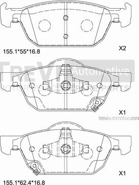 Trevi Automotive PF1444 - Комплект спирачно феродо, дискови спирачки vvparts.bg