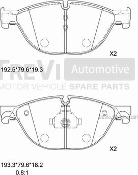 Trevi Automotive PF1445 - Комплект спирачно феродо, дискови спирачки vvparts.bg