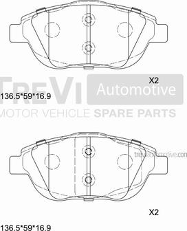 Trevi Automotive PF1447 - Комплект спирачно феродо, дискови спирачки vvparts.bg