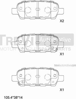 Trevi Automotive PF1454 - Комплект спирачно феродо, дискови спирачки vvparts.bg