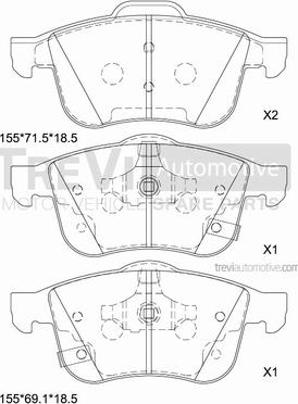 Trevi Automotive PF1460 - Комплект спирачно феродо, дискови спирачки vvparts.bg