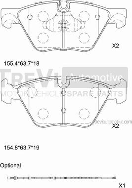 Trevi Automotive PF1468 - Комплект спирачно феродо, дискови спирачки vvparts.bg