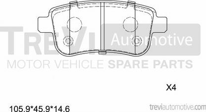 Trevi Automotive PF1405 - Комплект спирачно феродо, дискови спирачки vvparts.bg