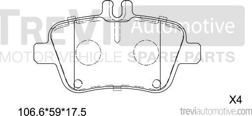 Trevi Automotive PF1400 - Комплект спирачно феродо, дискови спирачки vvparts.bg