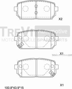 Trevi Automotive PF1414 - Комплект спирачно феродо, дискови спирачки vvparts.bg