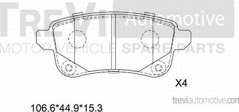 Trevi Automotive PF1489 - Комплект спирачно феродо, дискови спирачки vvparts.bg