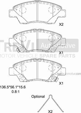 Trevi Automotive PF1480 - Комплект спирачно феродо, дискови спирачки vvparts.bg