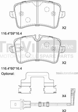 Trevi Automotive PF1481 - Комплект спирачно феродо, дискови спирачки vvparts.bg