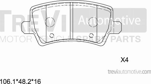 Trevi Automotive PF1432 - Комплект спирачно феродо, дискови спирачки vvparts.bg