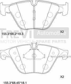 Trevi Automotive PF1470 - Комплект спирачно феродо, дискови спирачки vvparts.bg