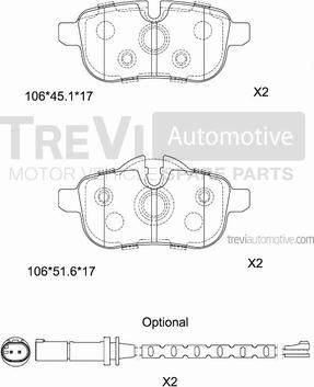 Trevi Automotive PF1478 - Комплект спирачно феродо, дискови спирачки vvparts.bg