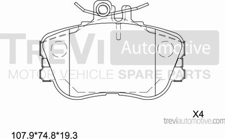 Trevi Automotive PF1592 - Комплект спирачно феродо, дискови спирачки vvparts.bg