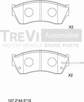 Trevi Automotive PF1551 - Комплект спирачно феродо, дискови спирачки vvparts.bg