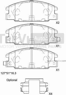 Trevi Automotive PF1564 - Комплект спирачно феродо, дискови спирачки vvparts.bg