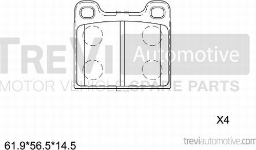 Trevi Automotive PF1566 - Комплект спирачно феродо, дискови спирачки vvparts.bg