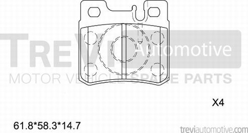 Trevi Automotive PF1561 - Комплект спирачно феродо, дискови спирачки vvparts.bg