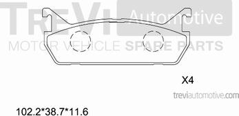 Trevi Automotive PF1562 - Комплект спирачно феродо, дискови спирачки vvparts.bg