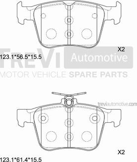 Trevi Automotive PF1516 - Комплект спирачно феродо, дискови спирачки vvparts.bg