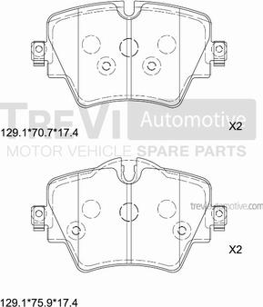 Trevi Automotive PF1513 - Комплект спирачно феродо, дискови спирачки vvparts.bg