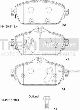 Trevi Automotive PF1534 - Комплект спирачно феродо, дискови спирачки vvparts.bg