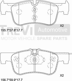 Trevi Automotive PF1531 - Комплект спирачно феродо, дискови спирачки vvparts.bg