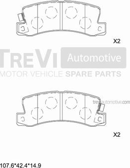 Trevi Automotive PF1524 - Комплект спирачно феродо, дискови спирачки vvparts.bg