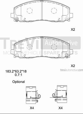 Trevi Automotive PF1525 - Комплект спирачно феродо, дискови спирачки vvparts.bg