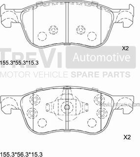 Trevi Automotive PF1527 - Комплект спирачно феродо, дискови спирачки vvparts.bg