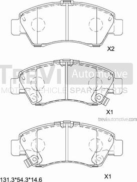 Trevi Automotive PF1578 - Комплект спирачно феродо, дискови спирачки vvparts.bg