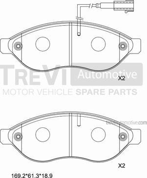 Trevi Automotive PF1649 - Комплект спирачно феродо, дискови спирачки vvparts.bg