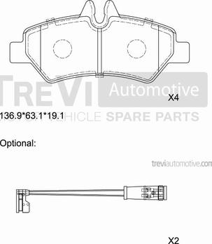 Trevi Automotive PF1646 - Комплект спирачно феродо, дискови спирачки vvparts.bg