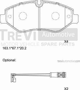 Trevi Automotive PF1659 - Комплект спирачно феродо, дискови спирачки vvparts.bg